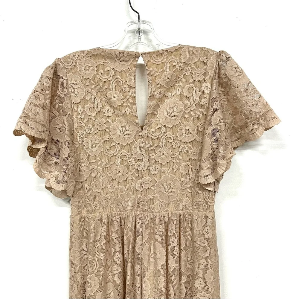Show Me Your MuMu Sandra lace maxi dress Size 12 Champagne Wedding Bridesmaid